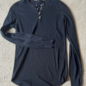 Navy Long Sleeve Henley Top